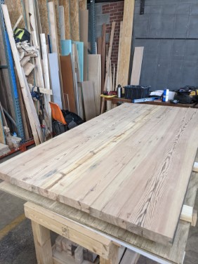 table top after first sanding